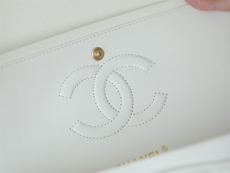 Chanel Classic Quilted Medium Double Flap Ivory Caviar - CB039
