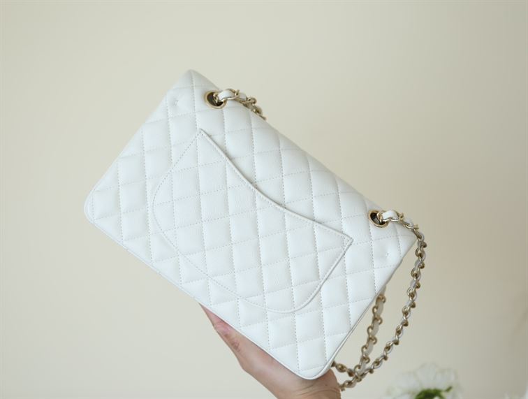 Chanel Classic Quilted Medium Double Flap Ivory Caviar - CB039
