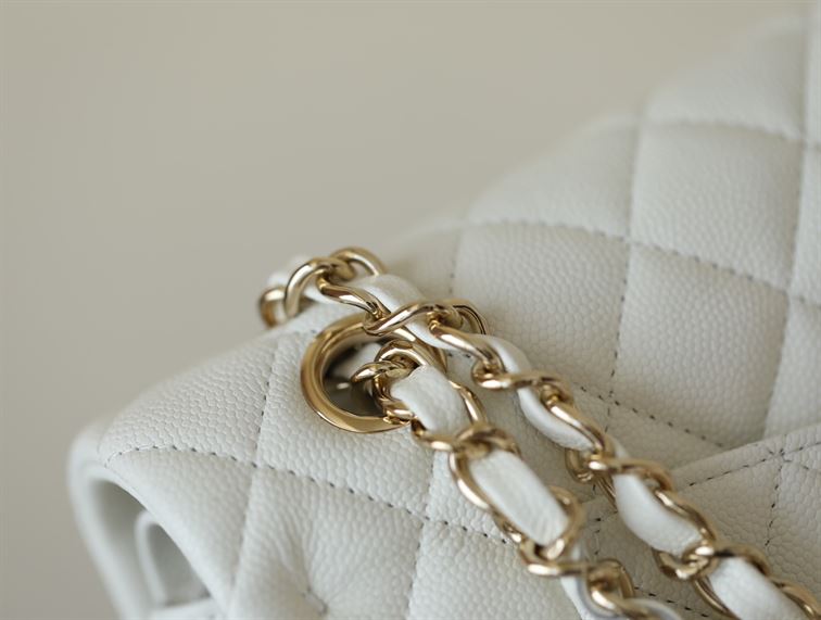 Chanel Classic Quilted Medium Double Flap Ivory Caviar - CB039