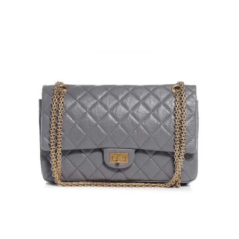Chanel Grey Quilted Aged Leather Reissue Classic Flap Bag Gold Hardware - CB042