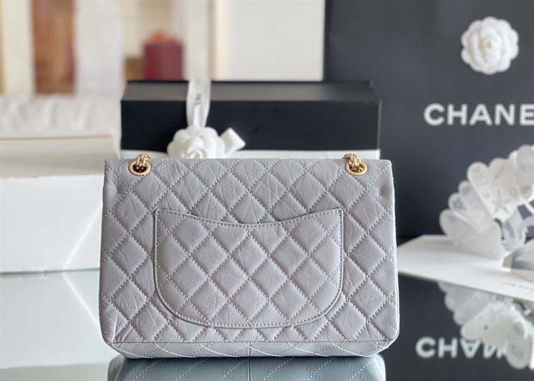 Chanel Grey Quilted Aged Leather Reissue Classic Flap Bag Gold Hardware - CB042