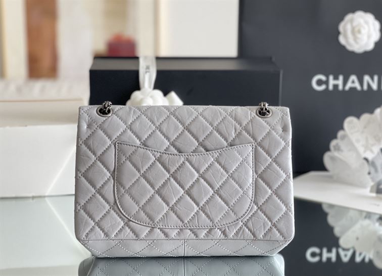 Chanel Grey Quilted Aged Leather Reissue Classic Flap Bag Silver Hardware - CB043