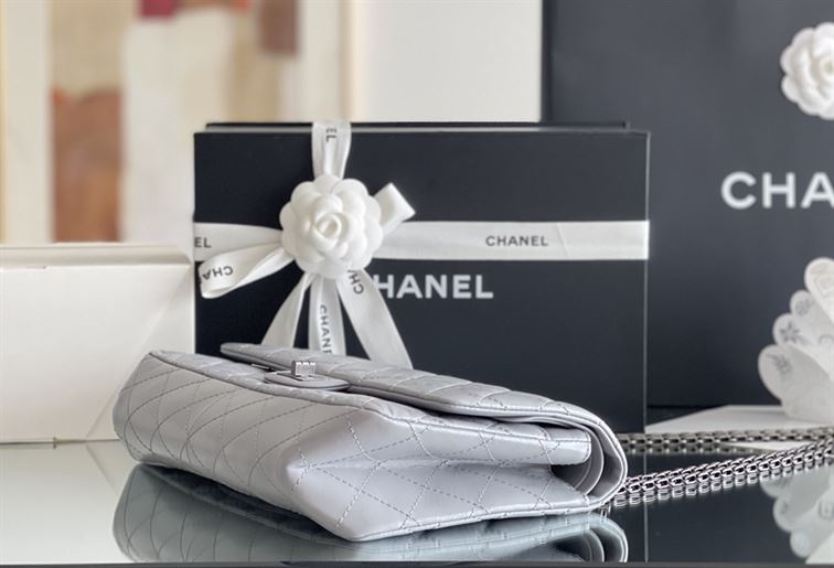 Chanel Grey Quilted Aged Leather Reissue Classic Flap Bag Silver Hardware - CB043