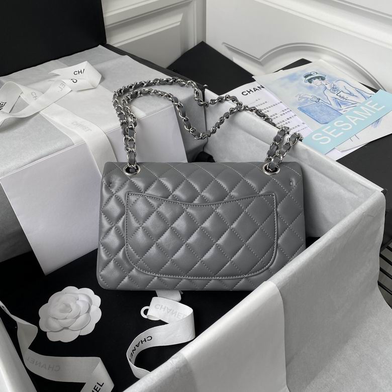 Chanel Lambskin Quilted Small Double Flap Grey - CB029