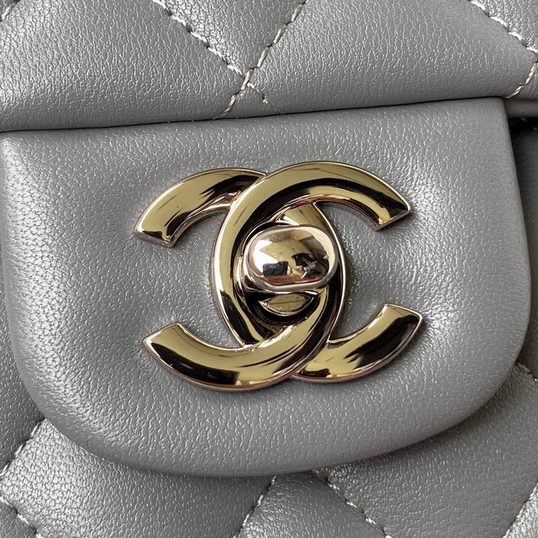 Chanel Lambskin Quilted Small Double Flap Grey - CB029