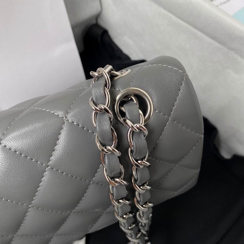 Chanel Lambskin Quilted Small Double Flap Grey - CB029