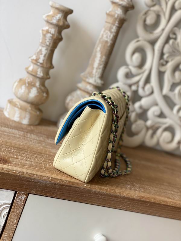 Chanel Medium Classic Handbag Yellow Lambskin Rainbow- CB032