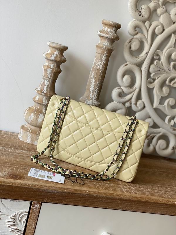 Chanel Medium Classic Handbag Yellow Lambskin Rainbow- CB032