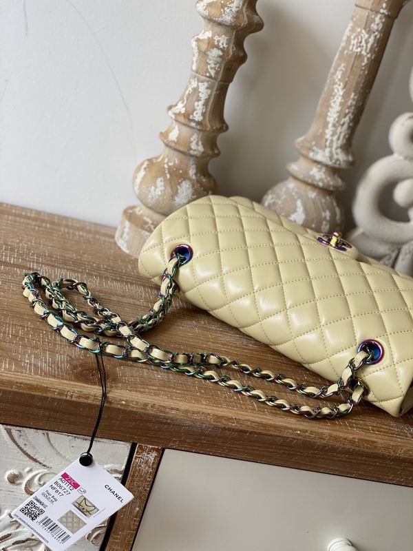Chanel Medium Classic Handbag Yellow Lambskin Rainbow- CB032