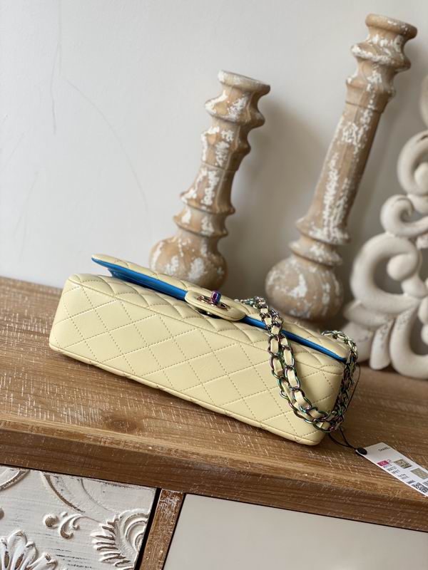 Chanel Medium Classic Handbag Yellow Lambskin Rainbow- CB032