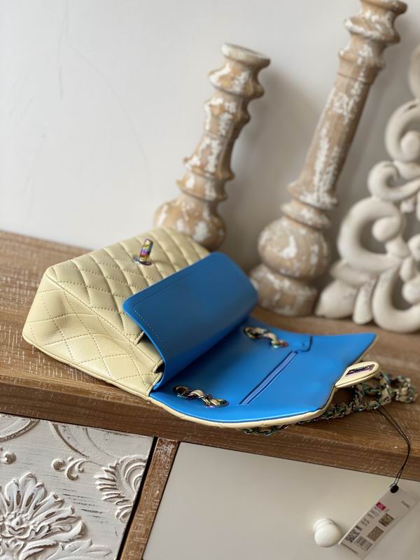 Chanel Medium Classic Handbag Yellow Lambskin Rainbow- CB032