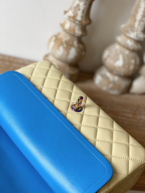 Chanel Medium Classic Handbag Yellow Lambskin Rainbow- CB032