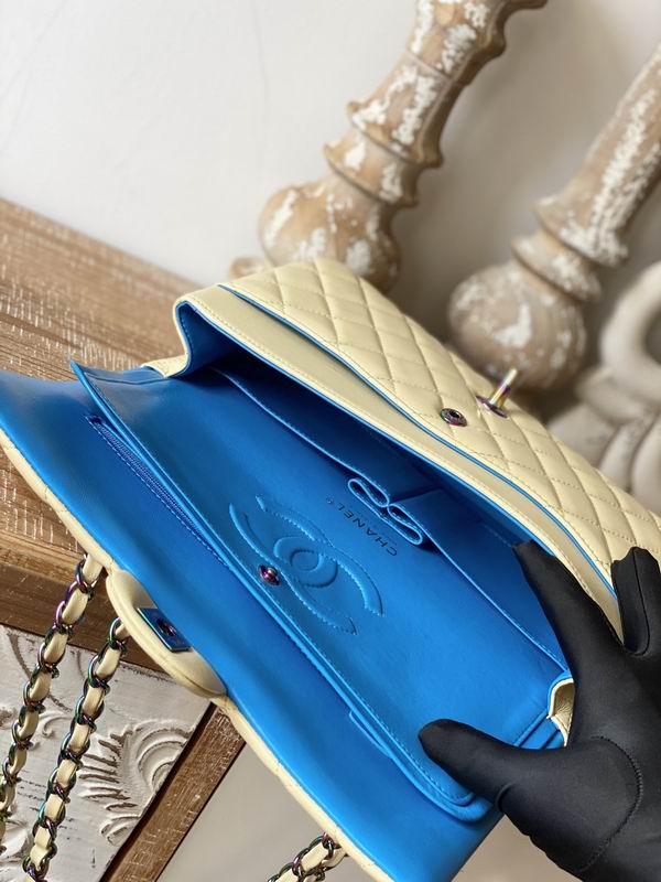 Chanel Medium Classic Handbag Yellow Lambskin Rainbow- CB032