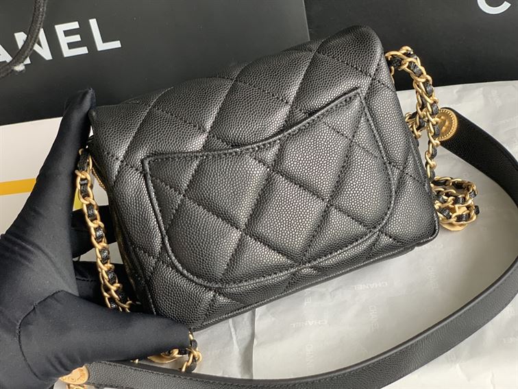 Chanel Mini Flap Bag Black Shiny Calfskin Gold-Tone Metal - CB046