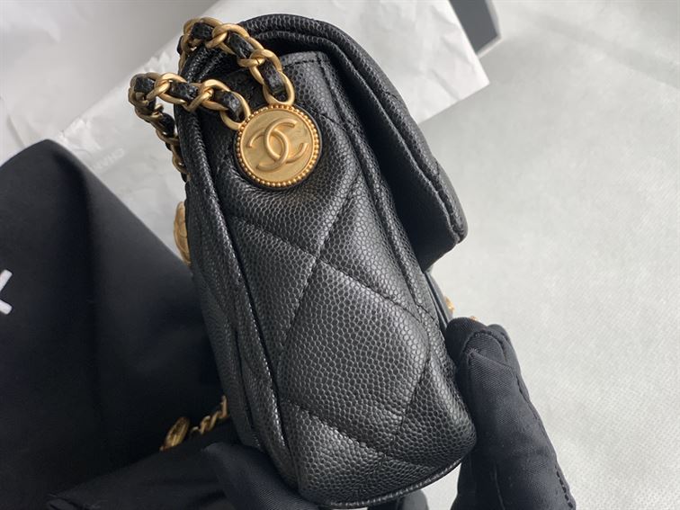 Chanel Mini Flap Bag Black Shiny Calfskin Gold-Tone Metal - CB046