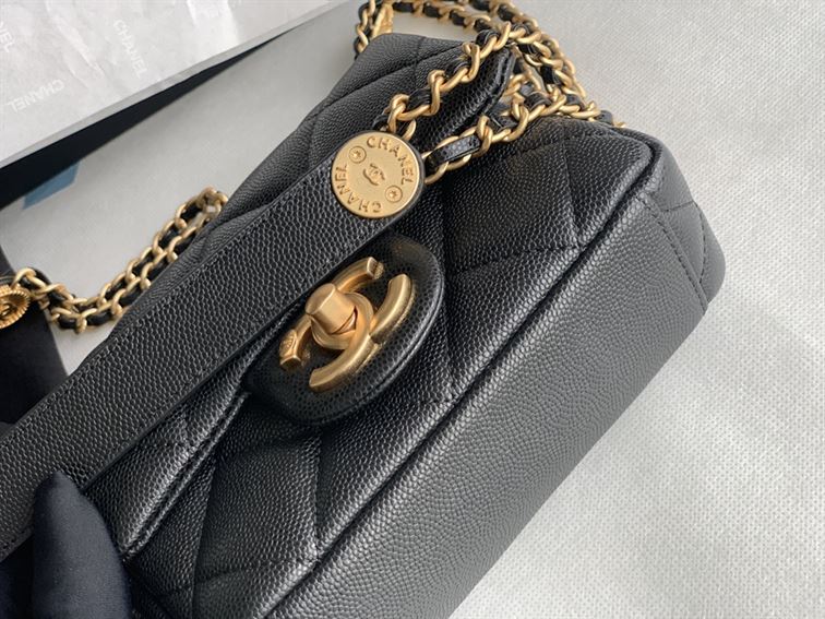 Chanel Mini Flap Bag Black Shiny Calfskin Gold-Tone Metal - CB046