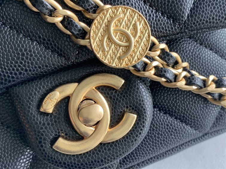 Chanel Mini Flap Bag Black Shiny Calfskin Gold-Tone Metal - CB046