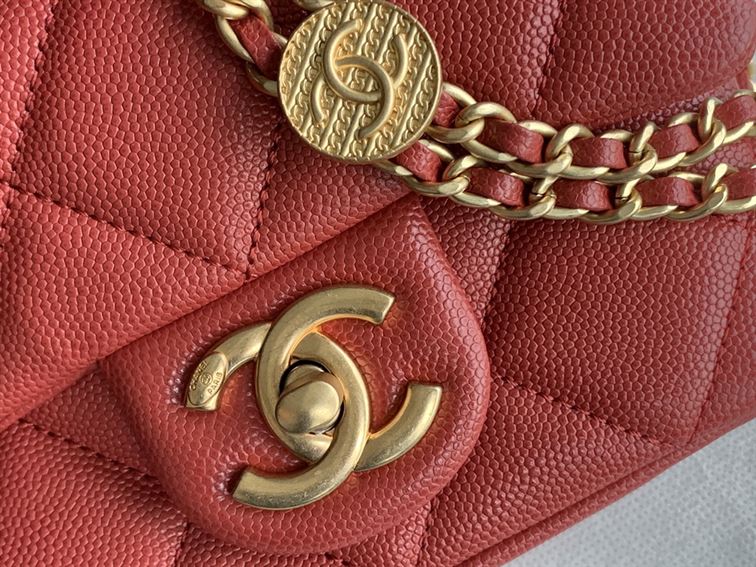 Chanel Mini Flap Bag Red Shiny Calfskin Gold-Tone Metal - CB045