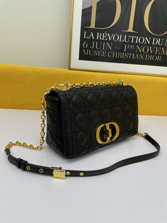Medium Dior Caro Bag Black Supple Cannage Calfskin - DB068