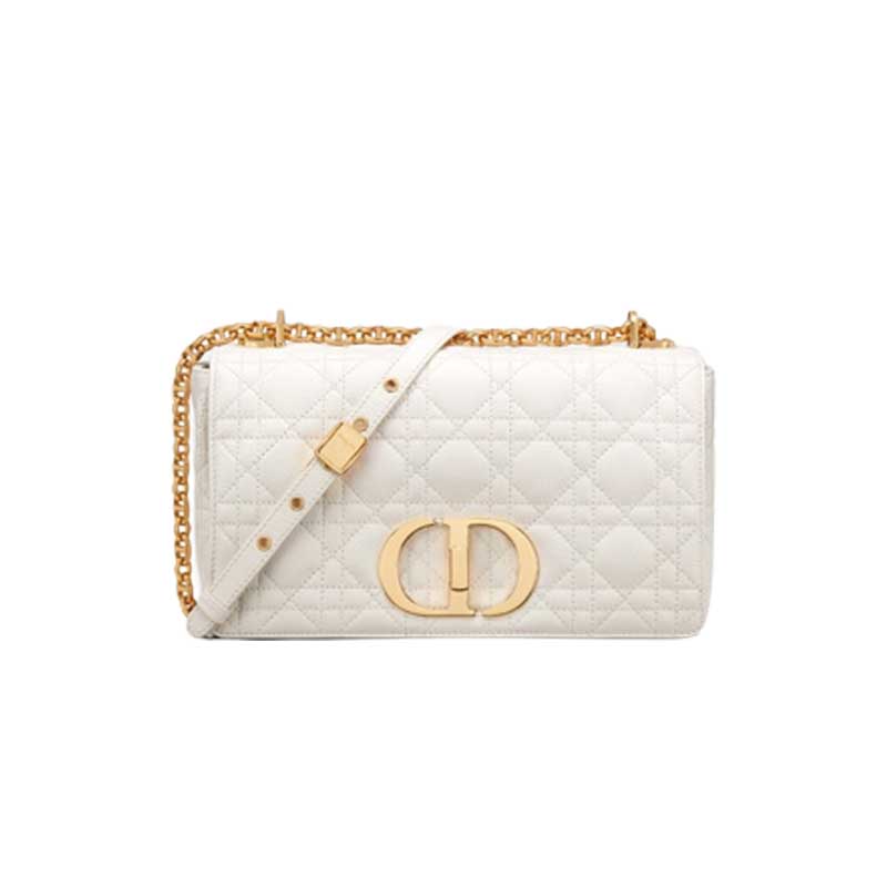 Medium Dior Caro Bag Ivory Supple Cannage Calfskin - DB069