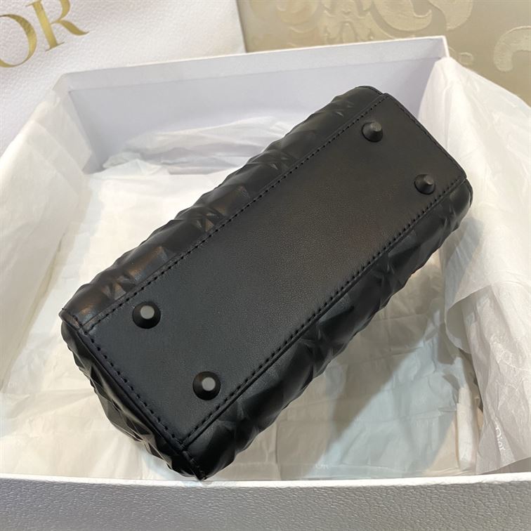 mini lady dior bag black cannage calfskin with Di*m*nd motif - db062