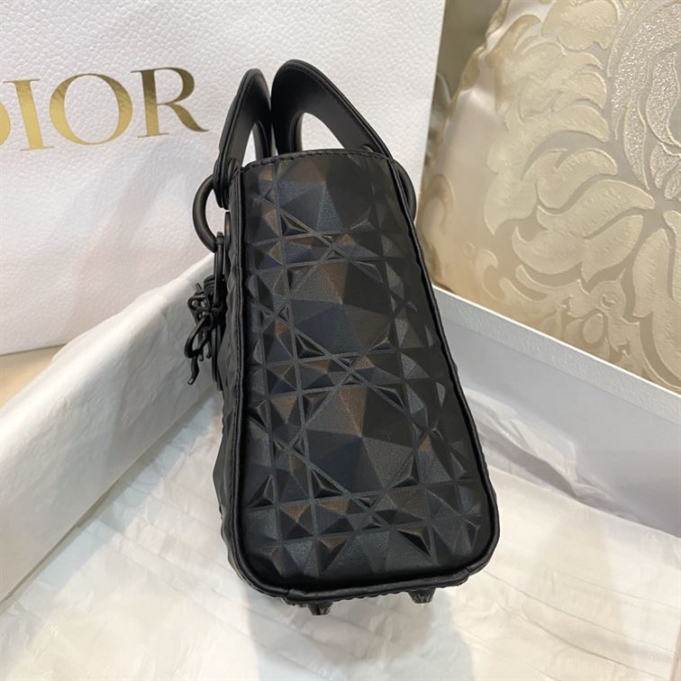 mini lady dior bag black cannage calfskin with Di*m*nd motif - db062