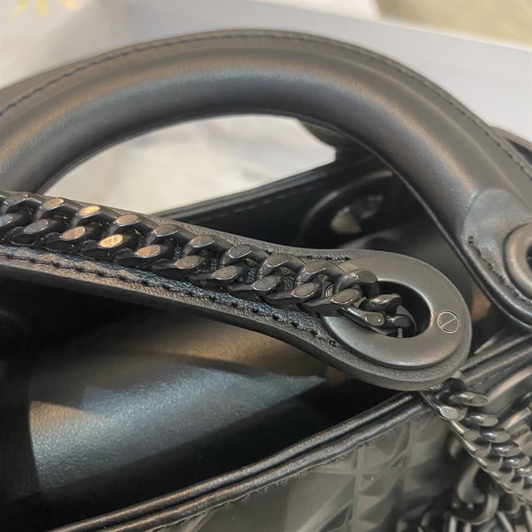 mini lady dior bag black cannage calfskin with Di*m*nd motif - db062