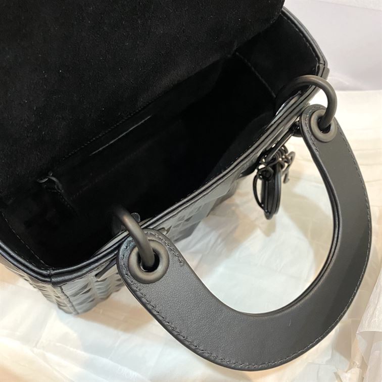 mini lady dior bag black cannage calfskin with Di*m*nd motif - db062