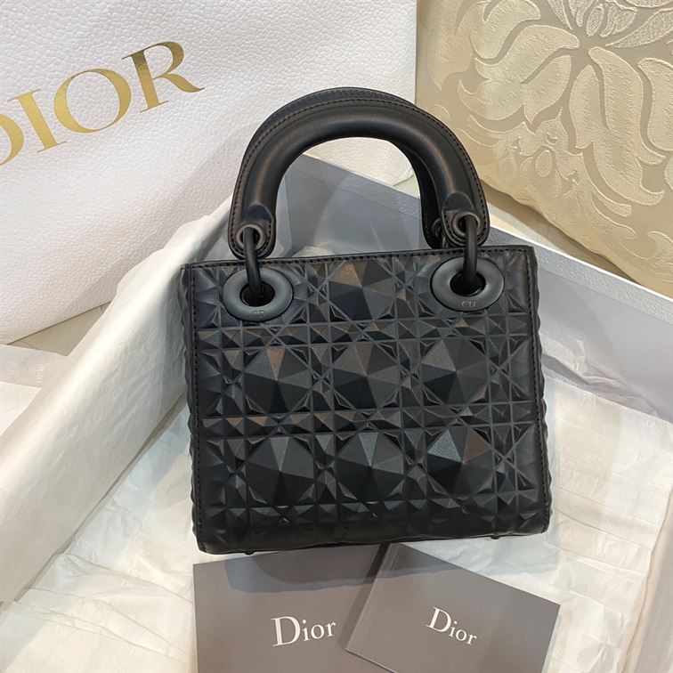 mini lady dior bag black cannage calfskin with Di*m*nd motif - db062