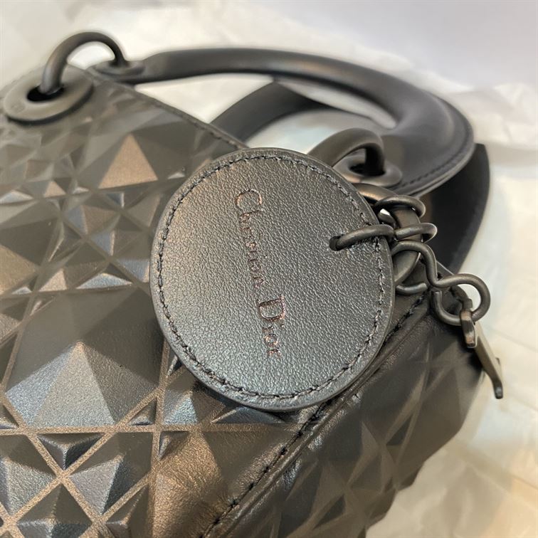 mini lady dior bag black cannage calfskin with Di*m*nd motif - db062