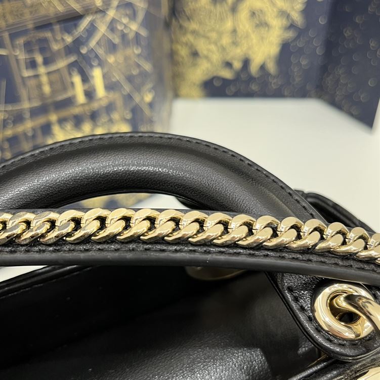 Mini Lady Dior Bag Black Cannage Lambskin Gold Hardware - DB061