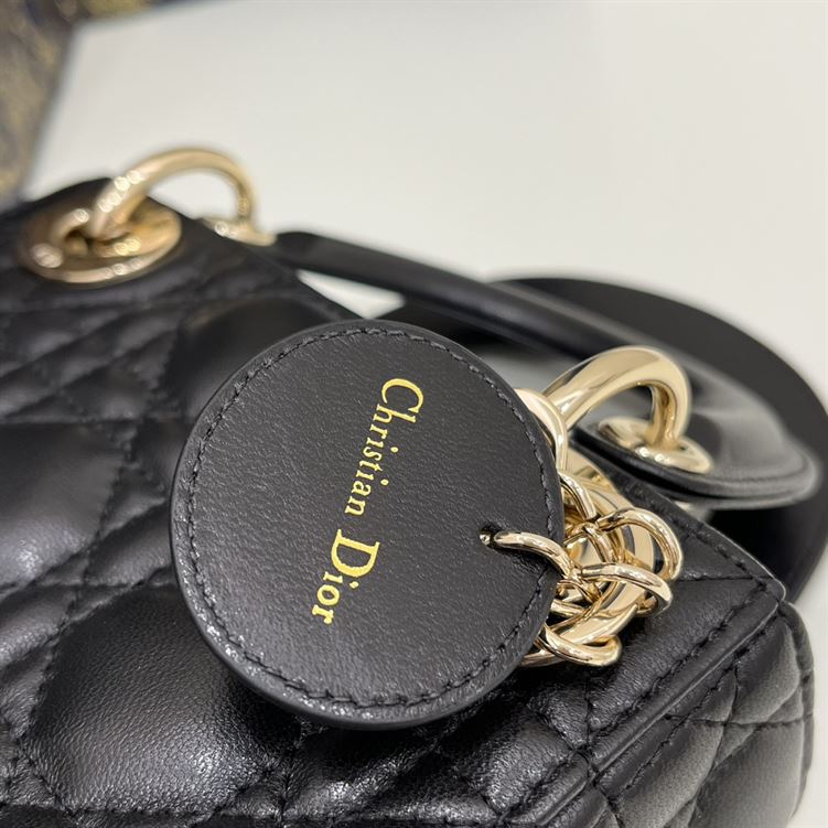 Mini Lady Dior Bag Black Cannage Lambskin Gold Hardware - DB061