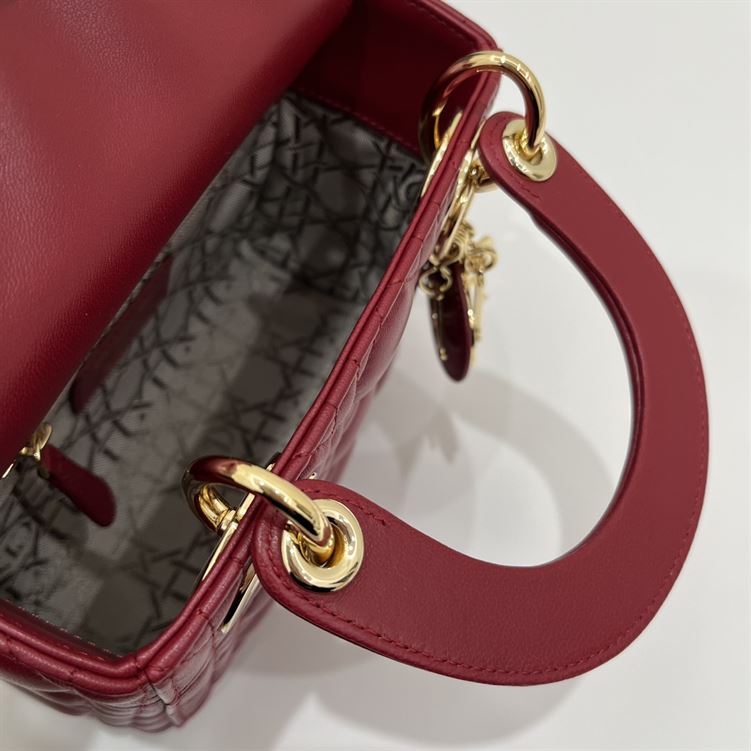 Mini Lady Dior Bag Cherry Red Cannage Lambskin - DB055