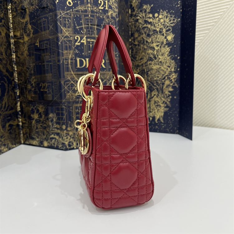 Mini Lady Dior Bag Cherry Red Cannage Lambskin - DB055