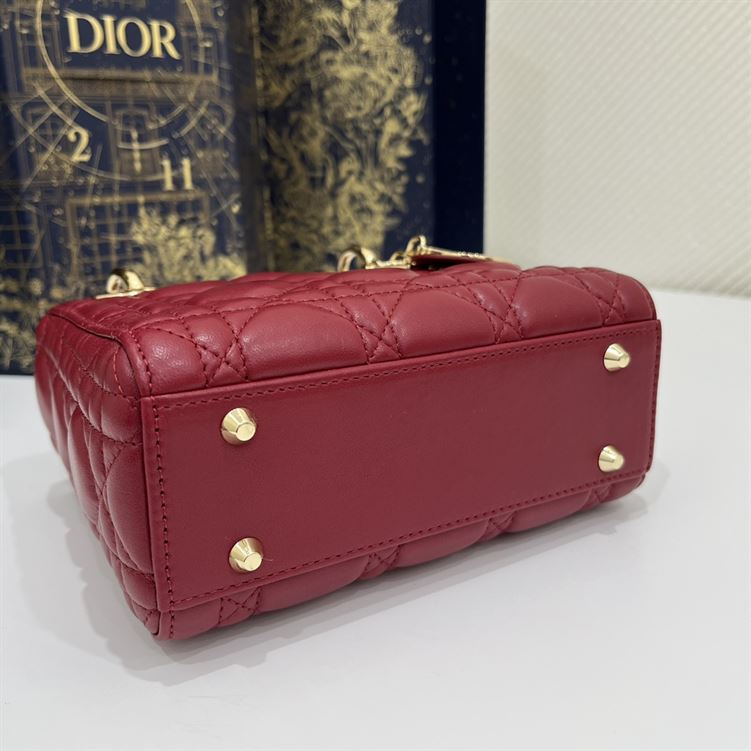 Mini Lady Dior Bag Cherry Red Cannage Lambskin - DB055