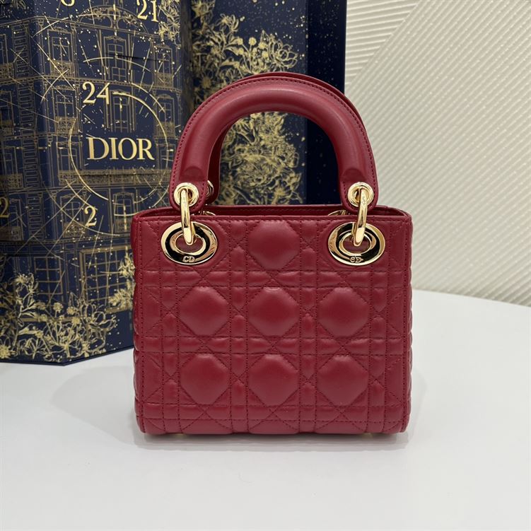 Mini Lady Dior Bag Cherry Red Cannage Lambskin - DB055