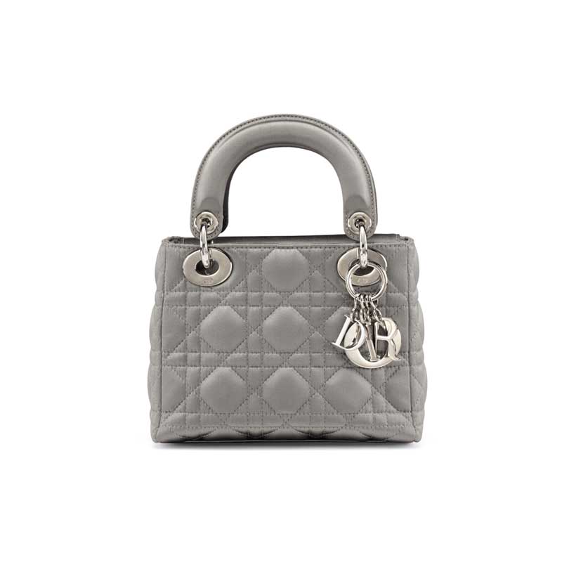 Mini Lady Dior Bag Grey Cannage Leather Silver Hardware - DB059
