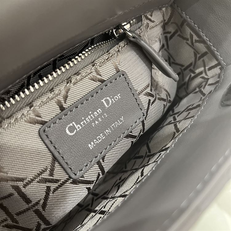 Mini Lady Dior Bag Grey Cannage Leather Silver Hardware - DB059