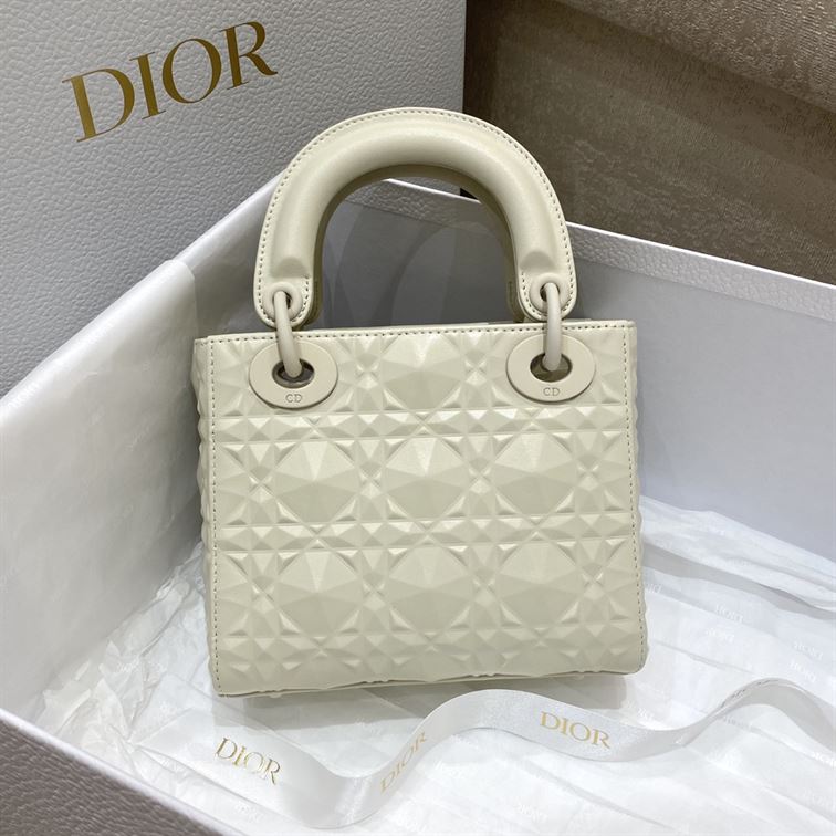 mini lady dior bag latte cannage calfskin with Di*m*nd motif - db063