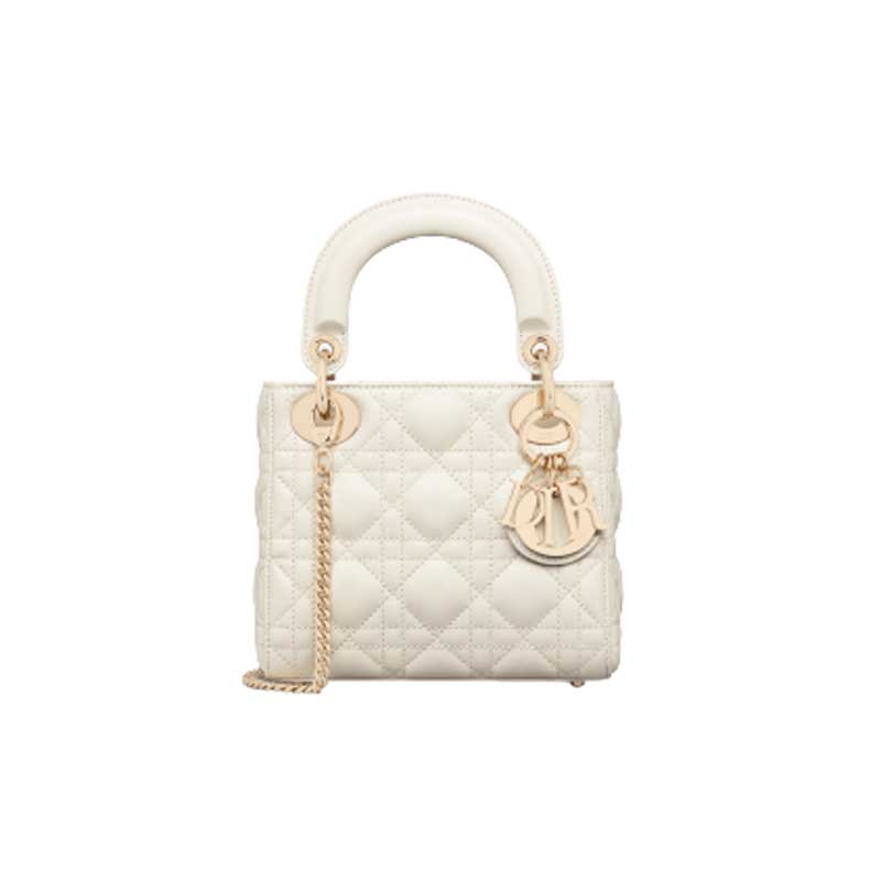 Mini Lady Dior Bag Latte Cannage Lambskin Gold Hardware - DB057