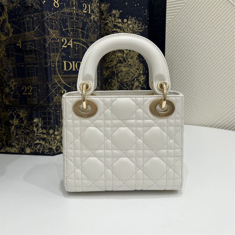 Mini Lady Dior Bag Latte Cannage Lambskin Gold Hardware - DB057