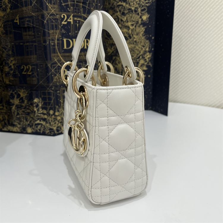 Mini Lady Dior Bag Latte Cannage Lambskin Gold Hardware - DB057
