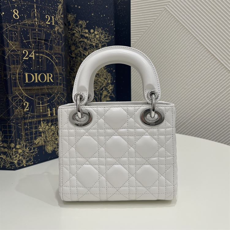 Mini Lady Dior Bag Latte Cannage Lambskin Silver Hardware - DB060