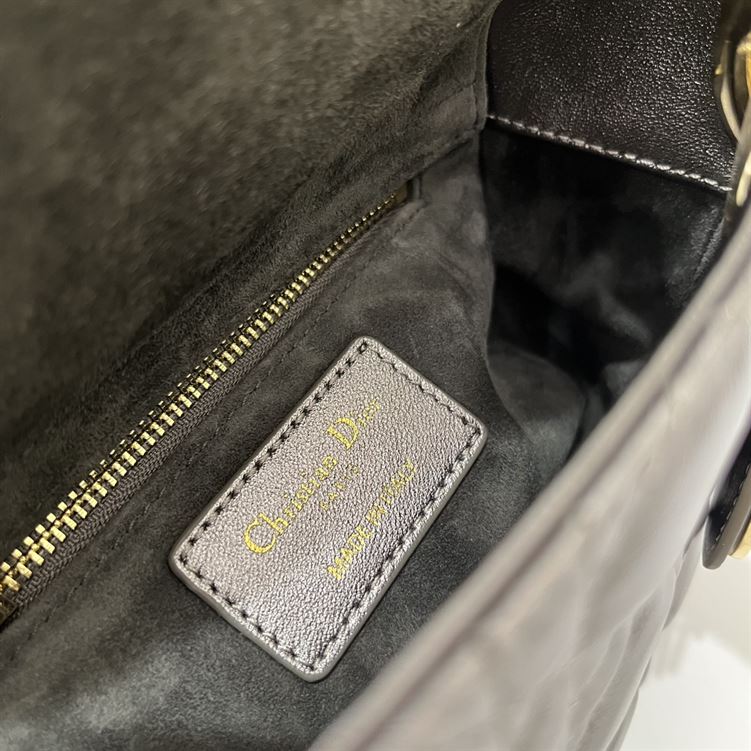 Mini Lady Dior Bag Metallic Grey Cannage Leather - DB056