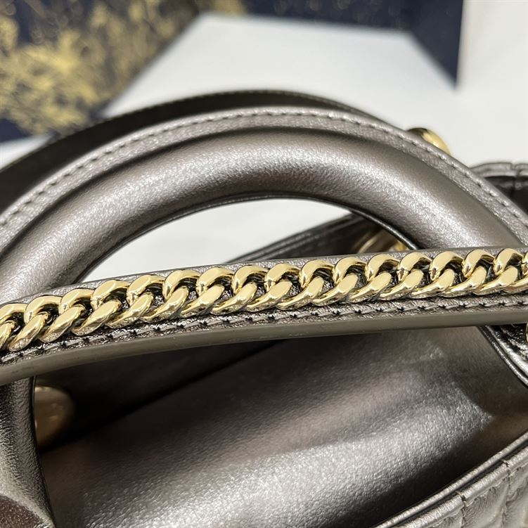 Mini Lady Dior Bag Metallic Grey Cannage Leather - DB056