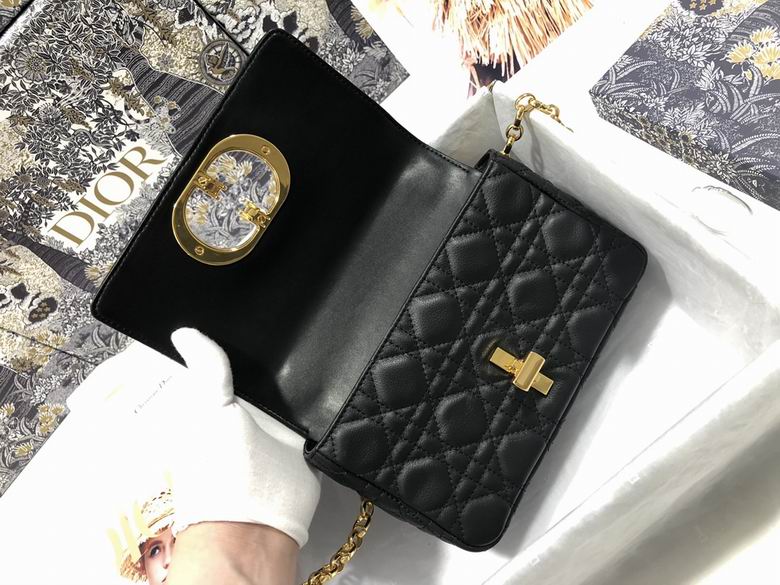 Small Dior Caro Bag Black Supple Cannage Calfskin - DB064