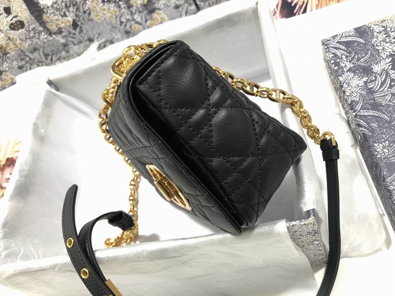 Small Dior Caro Bag Black Supple Cannage Calfskin - DB064