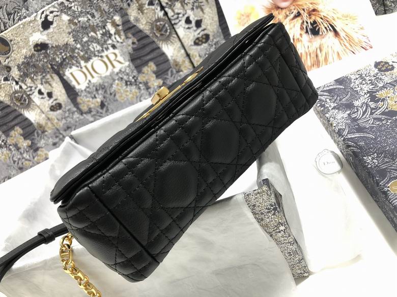 Small Dior Caro Bag Black Supple Cannage Calfskin - DB064