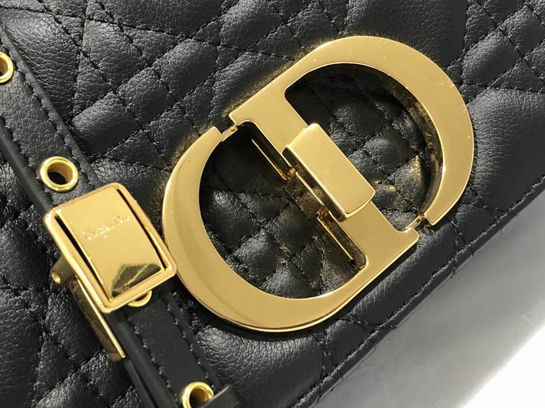 Small Dior Caro Bag Black Supple Cannage Calfskin - DB064