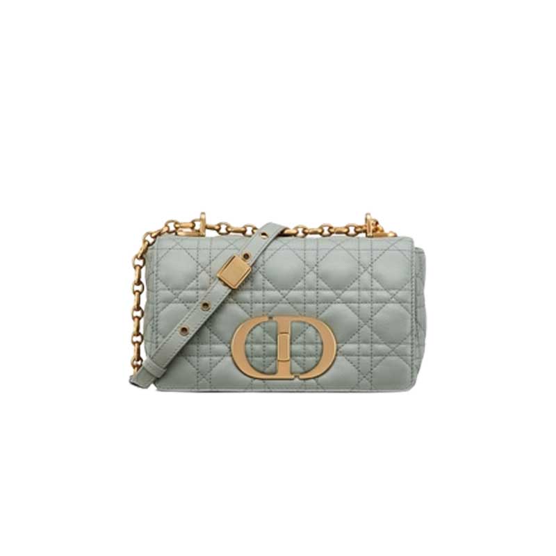 Small Dior Caro Bag Gray Supple Cannage Calfskin - DB065